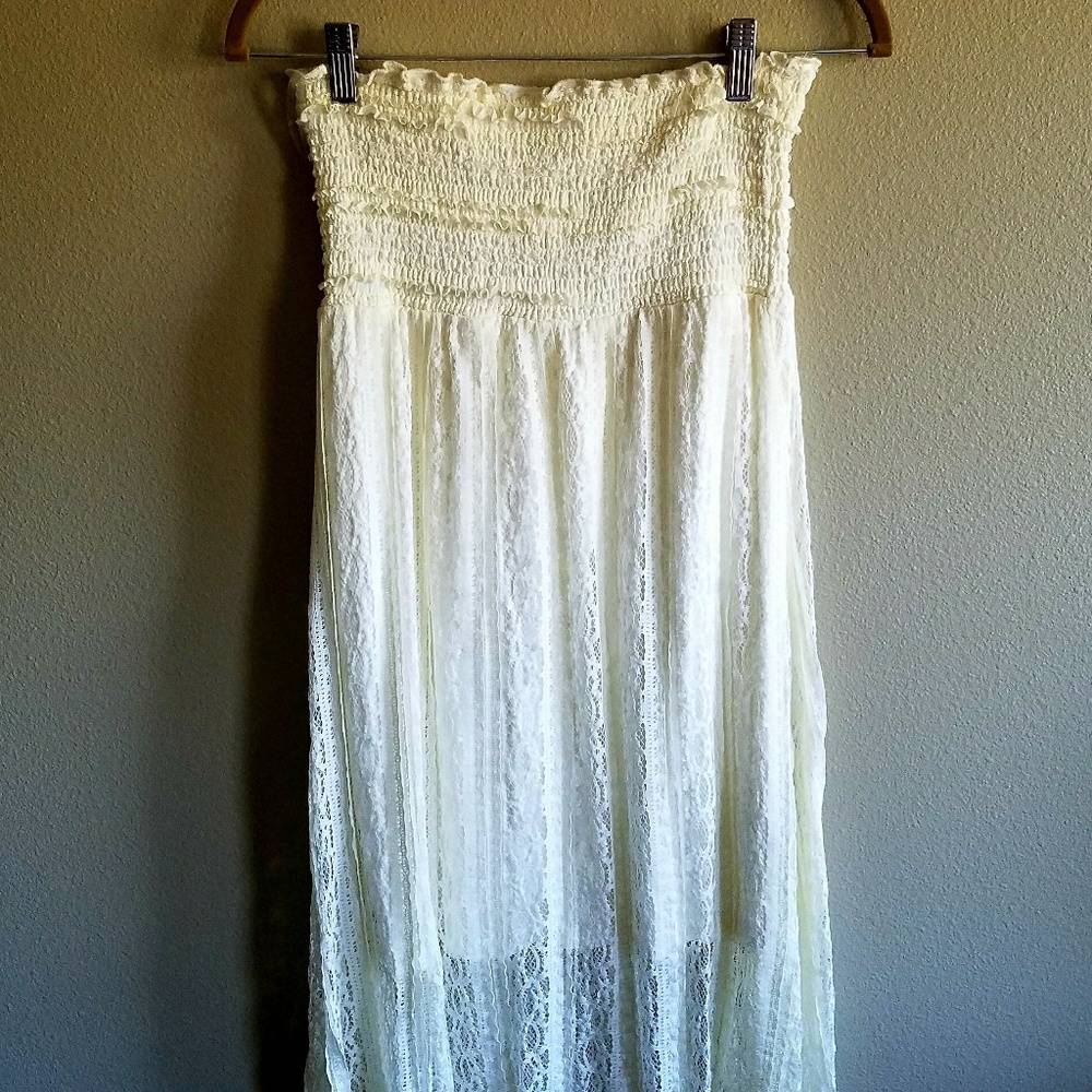 Lace cover-up strapless dress